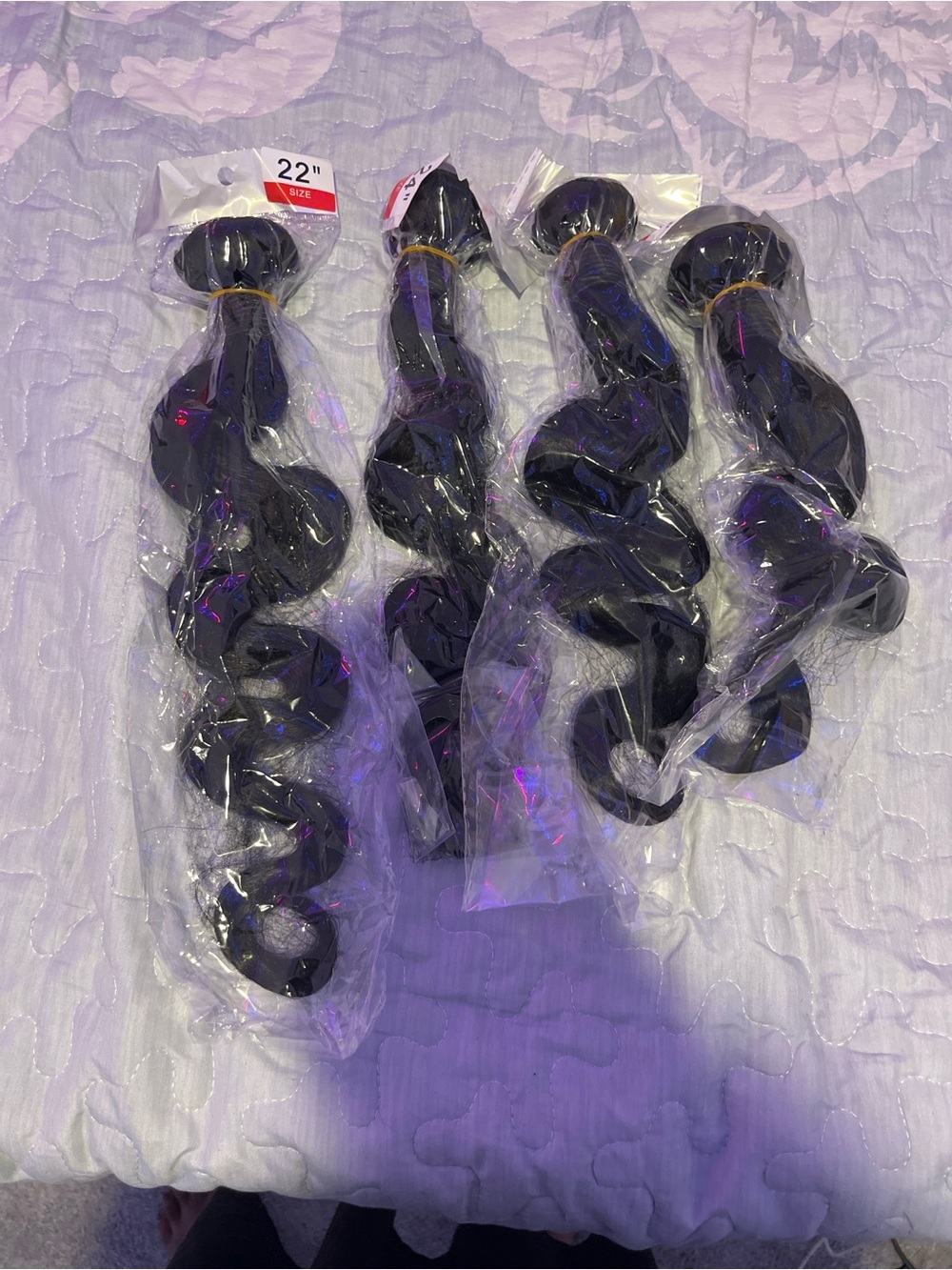 Unbranded 22" Black Body Wave Hair Bundles - 4 Pack